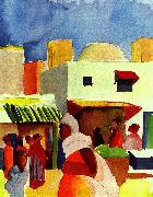 August Macke Markt in Algier oil on canvas